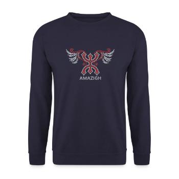 AMAZIGH SYMBOL BERBER Z IMAZIGHEN KABYLE JUWEL - Unisex Pullover - Navy - Vorne - Alina (178cm) & Michal (187cm)