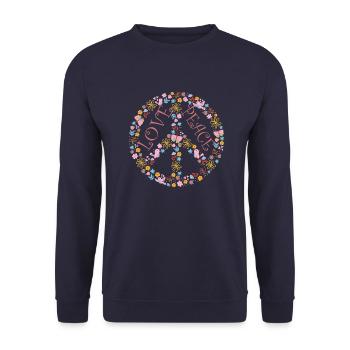 LOVE AND PEACE - Unisex Pullover - Navy - Vorne - Alina (178cm) & Michal (187cm)