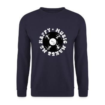 Music makes me happy DJ Gift - Unisex Sweatshirt - navy - Front - Alina (178cm) & Michal (187cm)