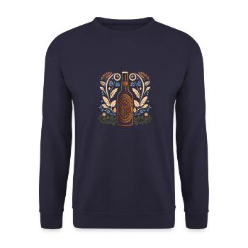 Craft Beer Bottle Motif Beer Drinker - Unisex Sweatshirt - navy - Front - Alina (178cm) & Michal (187cm)