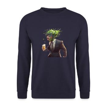 Hopfen Explosion durch Craft Bier. Anzug - Unisex Pullover - Navy - Vorne - Alina (178cm) & Michal (187cm)