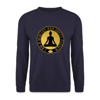Yoga - I am a healthy and happy person - Unisex Sweatshirt - navy - Front - Alina (178cm) & Michal (187cm)