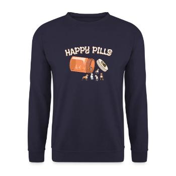 Happy Pills Pitbull Funny Dog Lover Humor Pharmacy - Unisex Sweatshirt - navy - Front - Alina (178cm) & Michal (187cm)