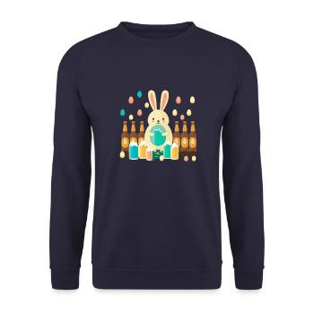 Beer Easter Easter Bunny with Easter Eggs - Unisex Sweatshirt - navy - Front - Alina (178cm) & Michal (187cm)