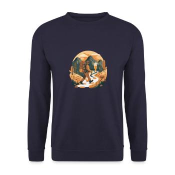 Randonnée avec de la bière dans la nature. Motif extérieur - Sweat-shirt Unisexe - marine - Devant - Alina (178cm) & Michal (187cm)
