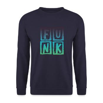 Funk Musik Retro - Unisex Pullover - Navy - Vorne - Alina (178cm) & Michal (187cm)