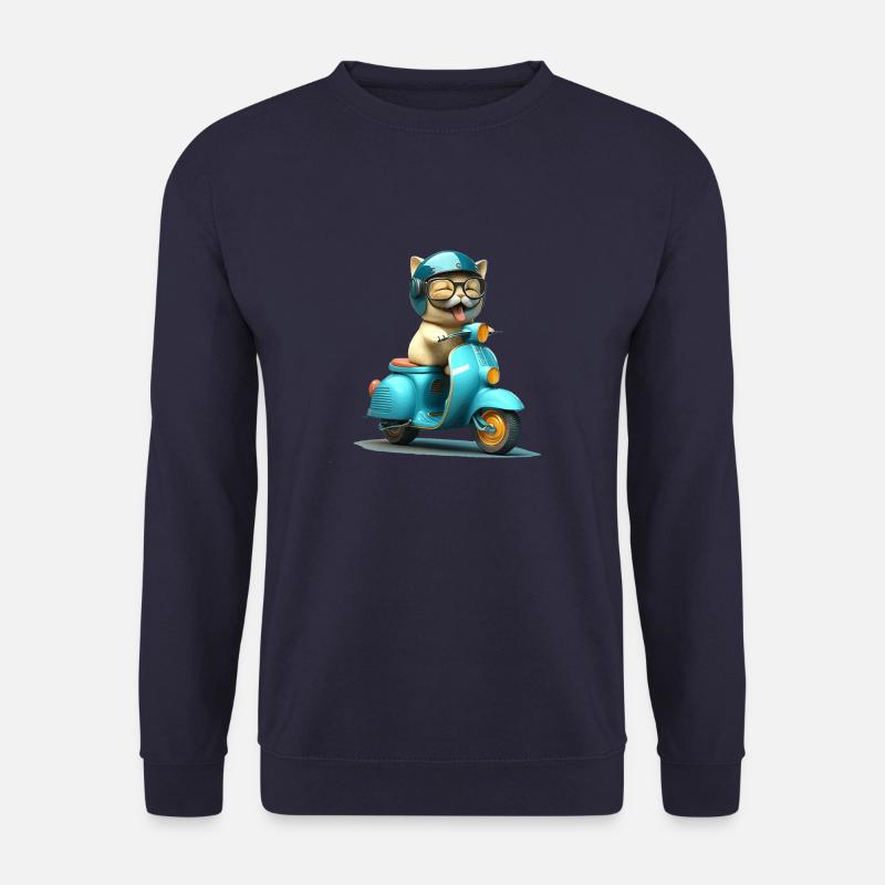 Laughing Cat on Scooter Gift - Unisex Sweatshirt - navy