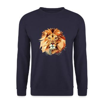 Cadeau Vector Lion’s Head - Sweat-shirt Unisexe - marine - Devant - Alina (178cm) & Michal (187cm)