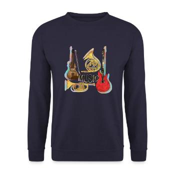 Musikinstrumente - Unisex Pullover - Navy - Vorne - Alina (178cm) & Michal (187cm)