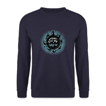 Der Nationale Tag der Katze ist jeden Tag. - Unisex Pullover - Navy - Vorne - Alina (178cm) & Michal (187cm)