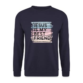 Jesus is my best friend (Mein bester Freund) - Unisex Pullover - Navy - Vorne - Alina (178cm) & Michal (187cm)