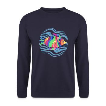 Fisch - Unisex Pullover - Navy - Vorne - Alina (178cm) & Michal (187cm)