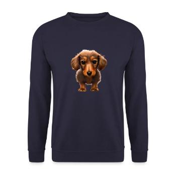 Hunde Dachshund Hund Hundehalter Hundebesitzer - Unisex Pullover - Navy - Vorne - Alina (178cm) & Michal (187cm)