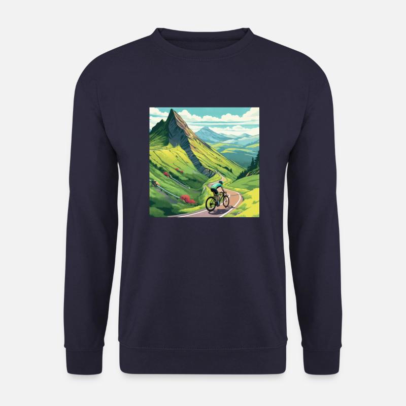 Rennradfahrer erklimmt Berg in Frankreich - Unisex Pullover - Navy