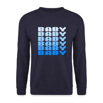 BABY Schriftzug Retro Gaming 8bit - Unisex Pullover - Navy - Vorne - Alina (178cm) & Michal (187cm)