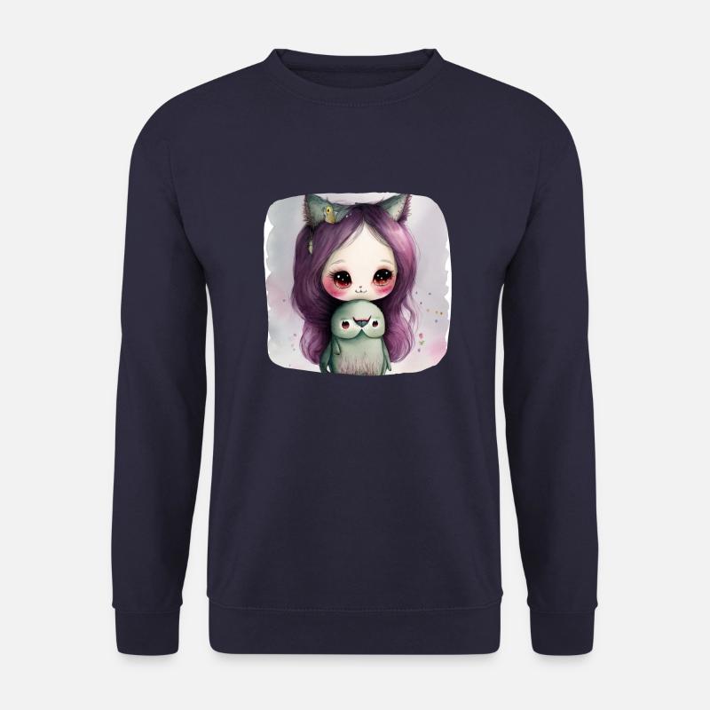 Katze Katzenmädchen - Phantasie - Unisex Pullover - Navy