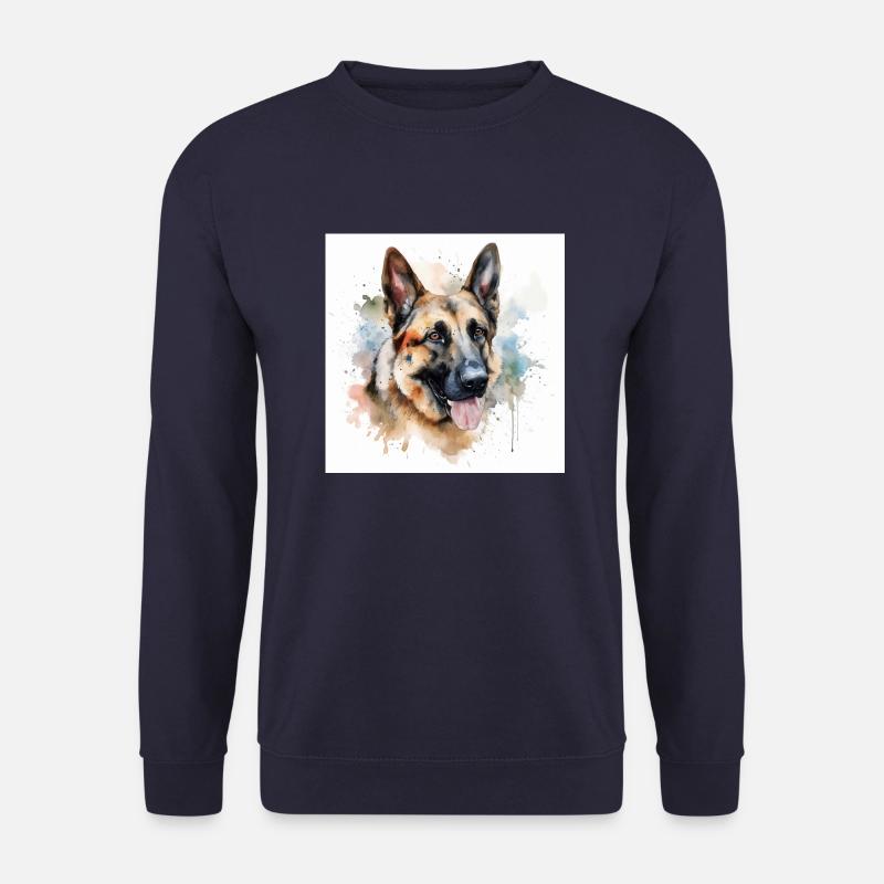 Hundekopf Deutscher Schäferhund, Illustration - Unisex Pullover - Navy