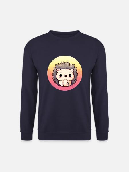 Cute Hedgehog Sitting Sunset Sunset - Unisex Sweatshirt - navy