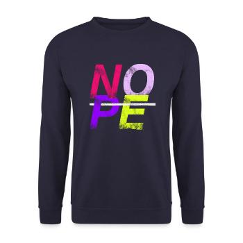 NOPE - sei kein Ja - Sager! - Unisex Pullover - Navy - Vorne - Alina (178cm) & Michal (187cm)