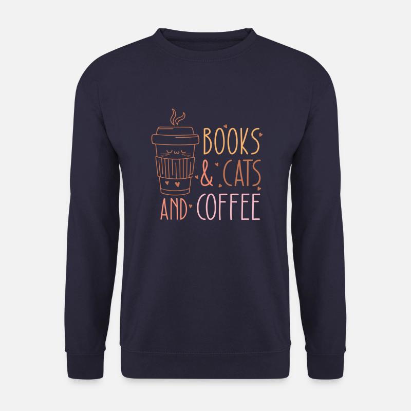 Books & Cats and Coffee - Unisex Pullover - Navy
