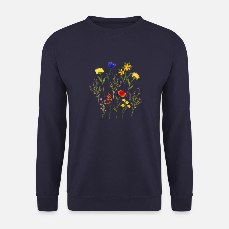 Lose Wildblumen Blumenwiese Aquarell - Unisex Pullover - Navy