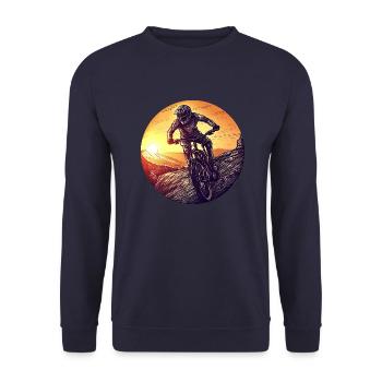 mtb mountain bike downhill sunset - Unisex Pullover - Navy - Vorne - Alina (178cm) & Michal (187cm)