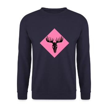 Elch-Schädel - Unisex Pullover - Navy - Vorne - Alina (178cm) & Michal (187cm)