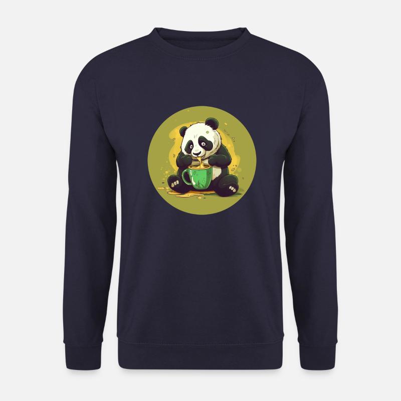 Panda mit Kaffee und Zuckerschock - Unisex Pullover - Navy