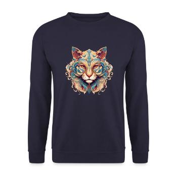 Mandala tiger cat - Unisex Sweatshirt - navy - Front - Alina (178cm) & Michal (187cm)