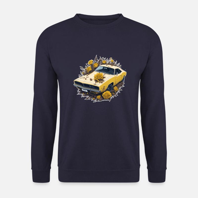 Yellow Roses Vintage Charger V8 - Unisex Pullover - Navy