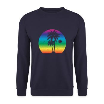 Palmiers Vacances Coucher de soleil - Sweat-shirt Unisexe - marine - Devant - Alina (178cm) & Michal (187cm)