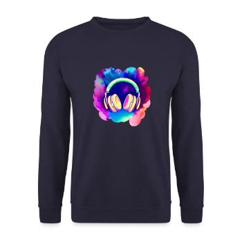Headphones Singer Singing Musician Gamer Listen to music - Unisex Sweatshirt - navy - Front - Alina (178cm) & Michal (187cm)