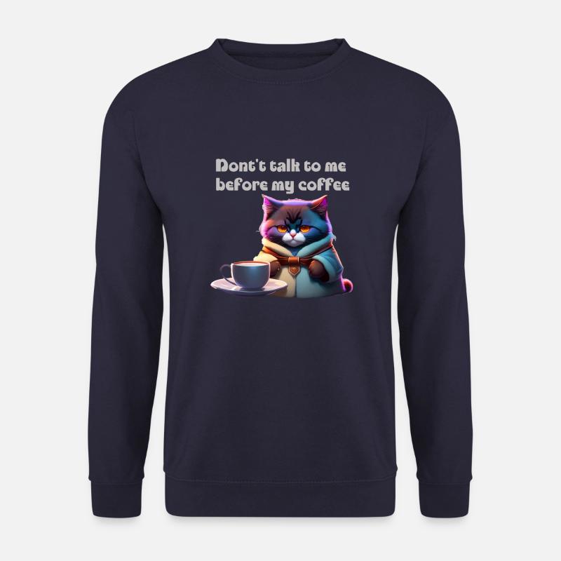 Funny cat and coffee - Unisex Sweatshirt - navy