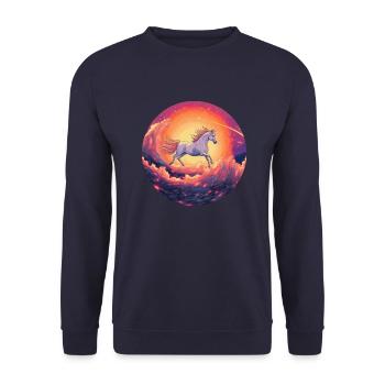 Cheval galactique dans la mer pourpre - Sweat-shirt Unisexe - marine - Devant - Alina (178cm) & Michal (187cm)