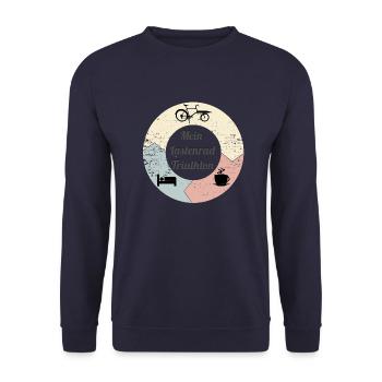 Lastenrad Triathlon, eat sleep repeat - Unisex Pullover - Navy - Vorne - Alina (178cm) & Michal (187cm)