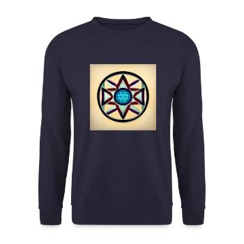Mandala - Blaues Herz - Unisex Pullover - Navy - Vorne - Alina (178cm) & Michal (187cm)