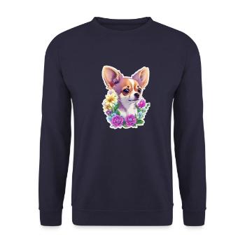 Chihuahua pastel avec fleurs - Sweat-shirt Unisexe - marine - Devant - Alina (178cm) & Michal (187cm)