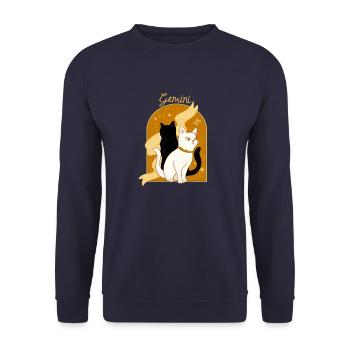 Gemini Zodiac Sign Cat - Unisex Pullover - Navy - Vorne - Alina (178cm) & Michal (187cm)