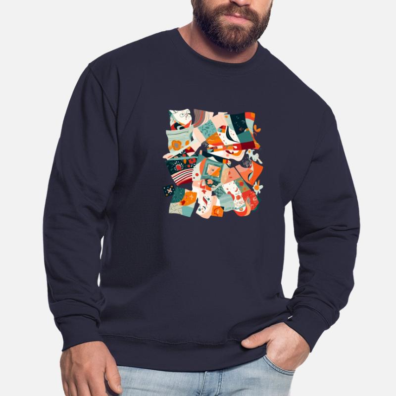 Fabric patchwork Unisex Sweatshirt