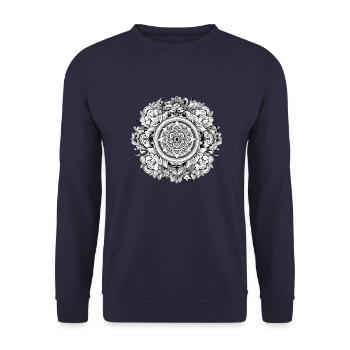 Mandala Zen n°1 - Unisex Sweatshirt - navy - Front - Alina (178cm) & Michal (187cm)