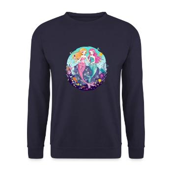 Miki und Mina, die Meerjungfrauen - Unisex Pullover - Navy - Vorne - Alina (178cm) & Michal (187cm)