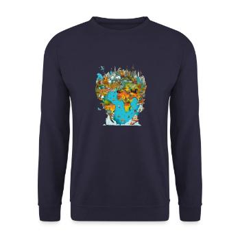 Die Denkmäler der Welt Nr. 3 - Unisex Pullover - Navy - Vorne - Alina (178cm) & Michal (187cm)