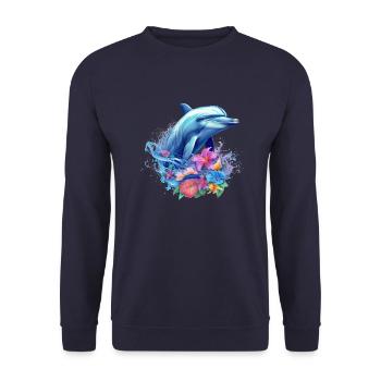 Dolphin, Dolphin, Sea, South Seas, Summer, Ocean, Dolphin - Unisex Sweatshirt - navy - Front - Alina (178cm) & Michal (187cm)