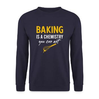 Baking is Chemistry You Can Eat Vintage Backen - Unisex Pullover - Navy - Vorne - Alina (178cm) & Michal (187cm)