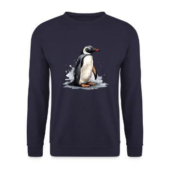 Penguin on ice floe - Unisex Sweatshirt - navy - Front - Alina (178cm) & Michal (187cm)
