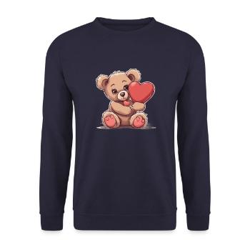 a cute little teddy bear - Unisex Pullover - Navy - Vorne - Alina (178cm) & Michal (187cm)