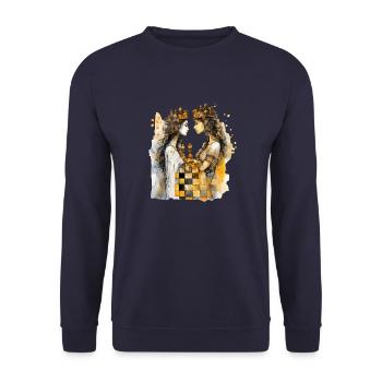 Les soeurs échiquéenne - Sweat-shirt Unisexe - marine - Devant - Alina (178cm) & Michal (187cm)