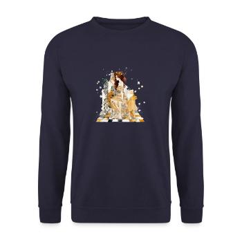 Femme et girafe échiquéenne - Sweat-shirt Unisexe - marine - Devant - Alina (178cm) & Michal (187cm)
