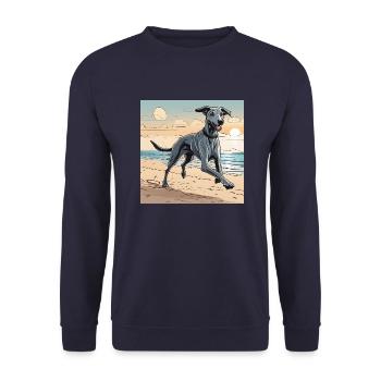 Lurcher on the Beach - Unisex Sweatshirt - navy - Front - Alina (178cm) & Michal (187cm)