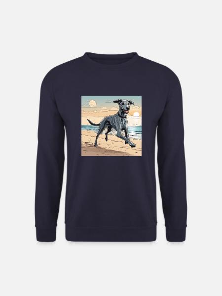 Lurcher on the Beach - Unisex Sweatshirt - navy